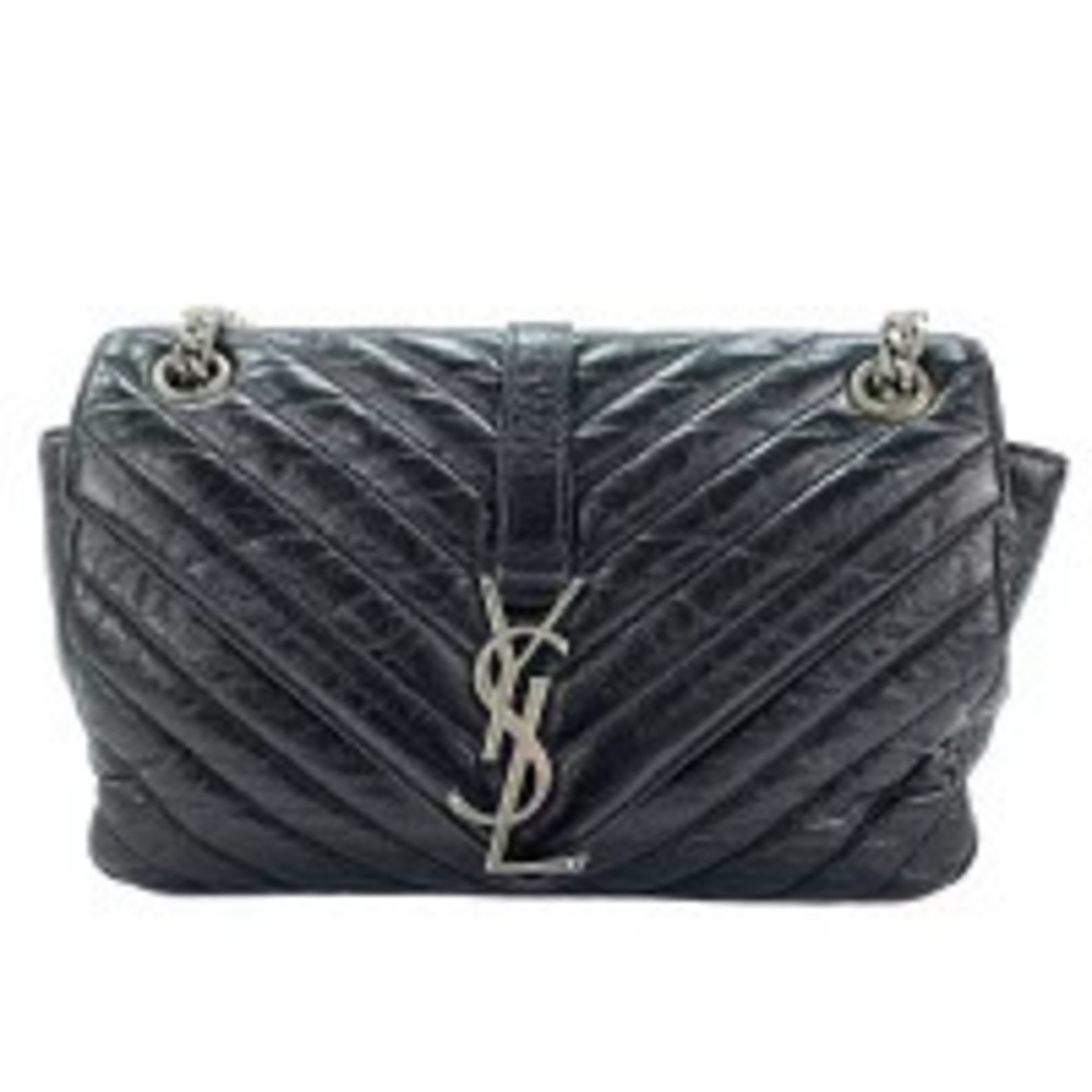 Saint Laurent Yves Leather Shoulder Bag Black
